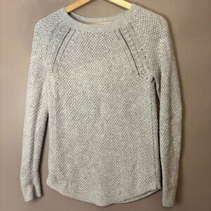 LOFT Soft Gray Pointelle Cozy Knit Sweater Womens S